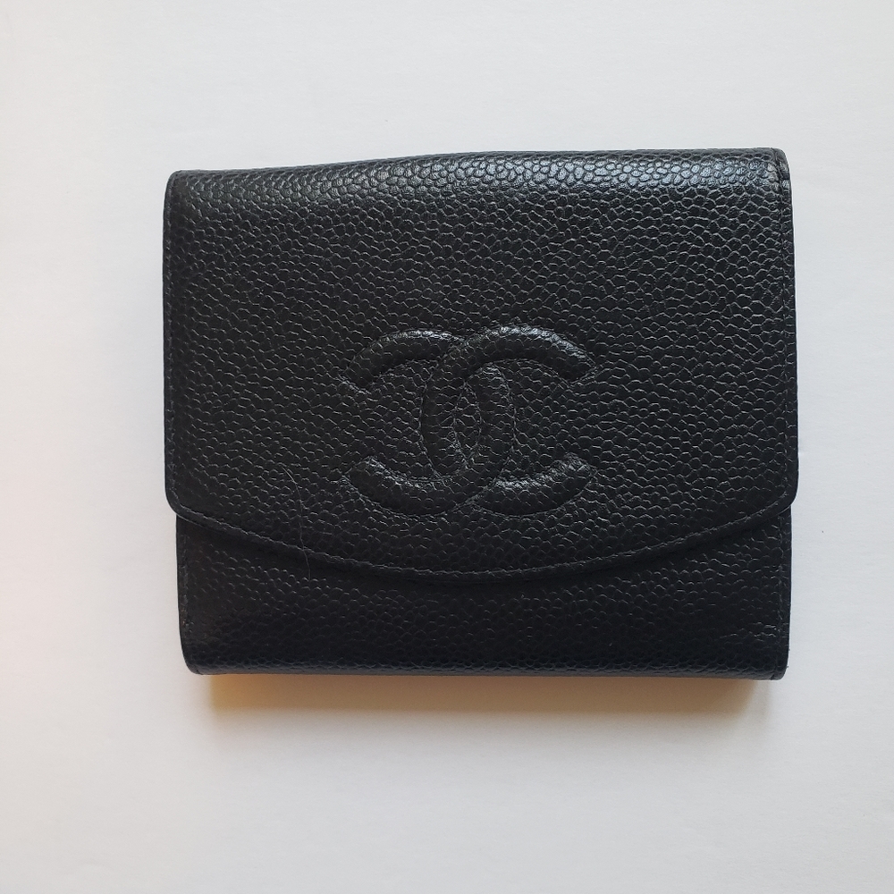 Authentic Chanel Caviar Black Compact Wallet